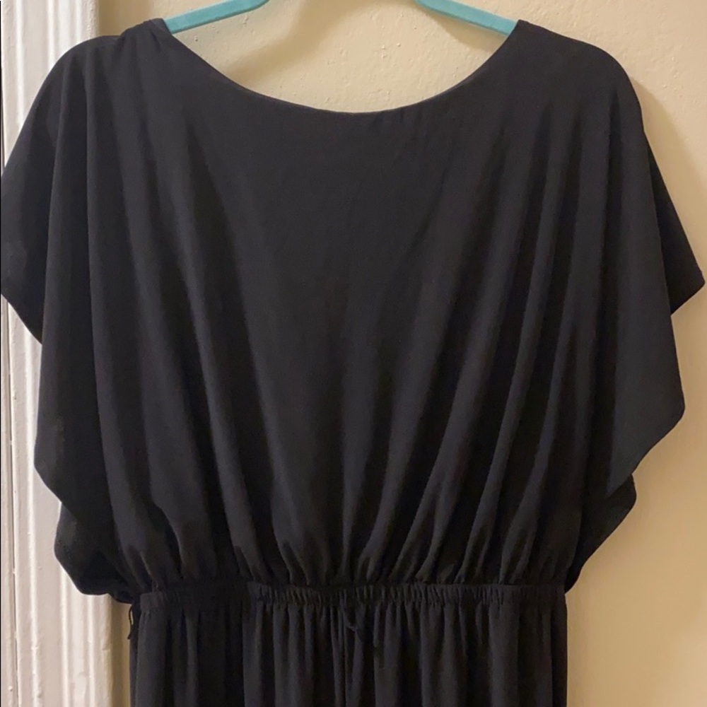 Black flower sleeve jump suit